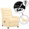 VidaXL Fauteuil inclinable électrique de massage Crème Similicuir