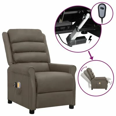 VidaXL Fauteuil inclinable électrique de massage Gris Similicuir 1 VidaXL Fauteuil inclinable électrique de massage Gris Similicuir