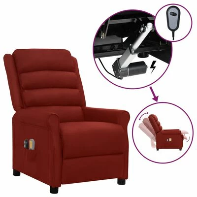 VidaXL Fauteuil inclinable électrique de massage Bordeaux Similicuir 1 VidaXL Fauteuil inclinable électrique de massage Bordeaux Similicuir