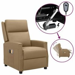 VidaXL Fauteuil inclinable électrique de massage Cappuccino Similicuir