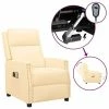 VidaXL Fauteuil inclinable électrique de massage Crème Similicuir