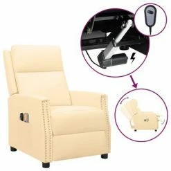 VidaXL Fauteuil inclinable électrique de massage Crème Similicuir