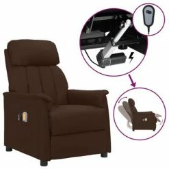 VidaXL Fauteuil de massage inclinable électrique Marron Similicuir