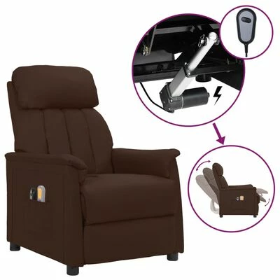 VidaXL Fauteuil de massage inclinable électrique Marron Similicuir 1 VidaXL Fauteuil de massage inclinable électrique Marron Similicuir