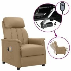 VidaXL Fauteuil de massage inclinable électrique Cappuccino Similicuir