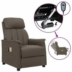 VidaXL Fauteuil de massage inclinable électrique Gris Similicuir