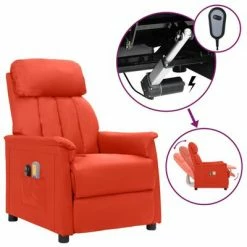 VidaXL Fauteuil de massage inclinable électrique Rouge Similicuir