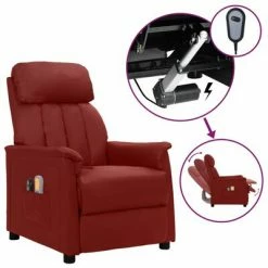 VidaXL Fauteuil de massage inclinable électrique Bordeaux Similicuir
