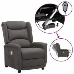 VidaXL Fauteuil de massage inclinable électrique Gris foncé Tissu