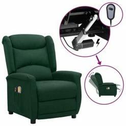 VidaXL Fauteuil de massage inclinable électrique Vert foncé Tissu