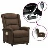 VidaXL Fauteuil inclinable de massage Marron Tissu microfibre