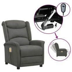 VidaXL Fauteuil inclinable de massage Gris foncé Tissu microfibre