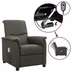 VidaXL Fauteuil de massage inclinable électrique Gris foncé Tissu