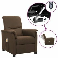VidaXL Fauteuil de massage inclinable électrique Marron Tissu