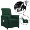 VidaXL Fauteuil de massage inclinable électrique Vert foncé Tissu