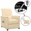 VidaXL Fauteuil de massage inclinable électrique Crème Tissu