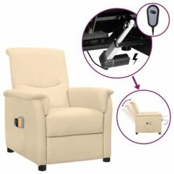 VidaXL Fauteuil de massage inclinable électrique Crème Tissu