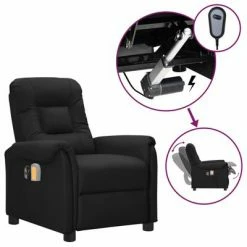 VidaXL Fauteuil inclinable électrique de massage Noir Similicuir