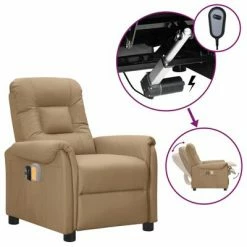VidaXL Fauteuil inclinable électrique de massage Cappuccino Similicuir