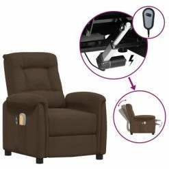 VidaXL Fauteuil inclinable de massage Marron Tissu microfibre