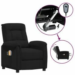VidaXL Fauteuil inclinable de massage électrique Noir Tissu microfibre
