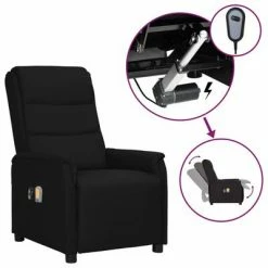 VidaXL Fauteuil inclinable électrique de massage Noir Similicuir