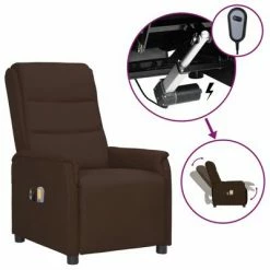 VidaXL Fauteuil inclinable électrique de massage Marron Similicuir