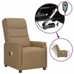 VidaXL Fauteuil inclinable électrique de massage Cappuccino Similicuir