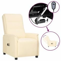 VidaXL Fauteuil inclinable électrique de massage Crème Similicuir
