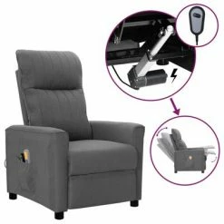 VidaXL Fauteuil électrique de massage Gris clair Tissu