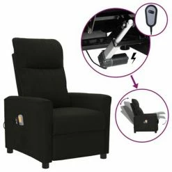 VidaXL Fauteuil électrique de massage Noir Tissu