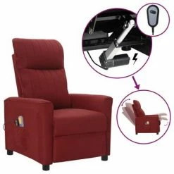 VidaXL Fauteuil électrique de massage Rouge bordeaux Tissu
