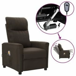 VidaXL Fauteuil électrique de massage Marron foncé Tissu