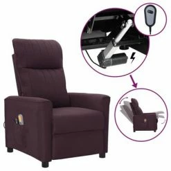 VidaXL Fauteuil électrique de massage Violet Tissu