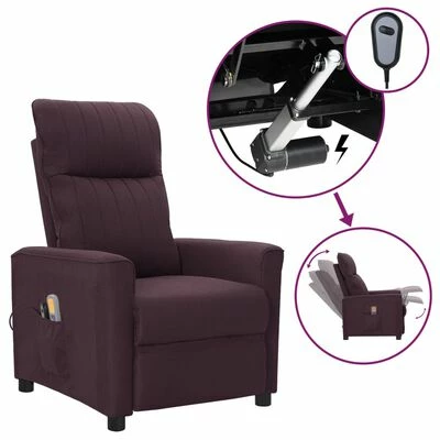 VidaXL Fauteuil électrique de massage Violet Tissu 1 VidaXL Fauteuil électrique de massage Violet Tissu