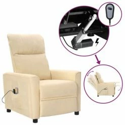 VidaXL Fauteuil électrique de massage Crème Tissu