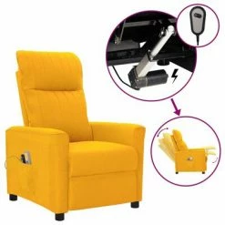 VidaXL Fauteuil électrique de massage Jaune Tissu