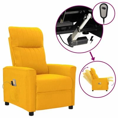 VidaXL Fauteuil électrique de massage Jaune Tissu 1 VidaXL Fauteuil électrique de massage Jaune Tissu