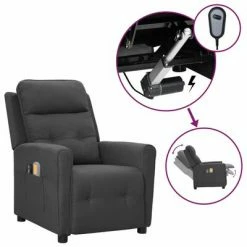 VidaXL Fauteuil électrique de massage Gris foncé Tissu