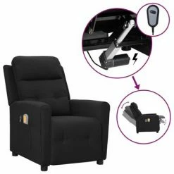 VidaXL Fauteuil électrique de massage Noir Tissu