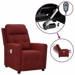 VidaXL Fauteuil électrique de massage Rouge bordeaux Tissu