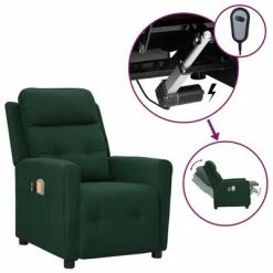 VidaXL Fauteuil électrique de massage Vert foncé Tissu