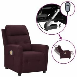 VidaXL Fauteuil électrique de massage Violet Tissu