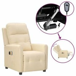 VidaXL Fauteuil électrique de massage Crème Tissu