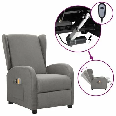 VidaXL Fauteuil électrique de massage Gris clair Tissu 1 VidaXL Fauteuil électrique de massage Gris clair Tissu