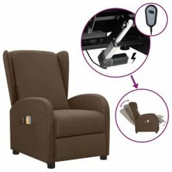 VidaXL Fauteuil électrique de massage Marron Tissu
