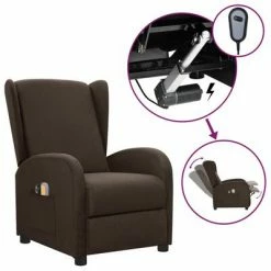 VidaXL Fauteuil électrique de massage Marron foncé Tissu