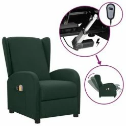 VidaXL Fauteuil électrique de massage Vert foncé Tissu