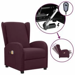 VidaXL Fauteuil électrique de massage Violet Tissu