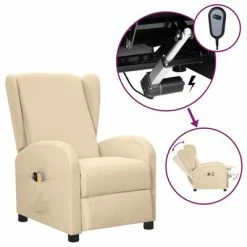 VidaXL Fauteuil électrique de massage Crème Tissu